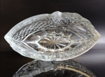 Ваза конфетница в форме ладьи изящная хрустальная, алмазная грань, геометрический орнамент, винтаж СССР 1970-1990 гг