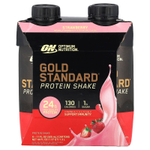 Optimum Nutrition, Протеиновый коктейль Gold Standard®, клубника, 4 коробки по 325 мл (11 жидк. Унций)