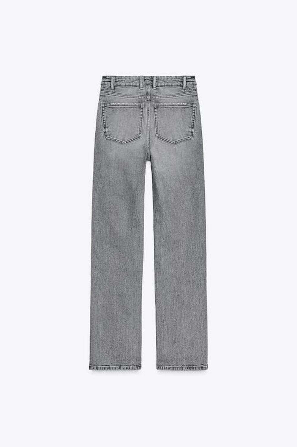 ZARA ПРЯМЫЕ ДЖИНСЫ TRF С ВЫСОКОЙ ПОСАДКОЙ, СЕРЫЙ