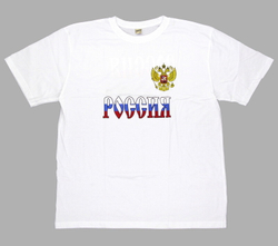 Футболка Россия с малым гербом белая