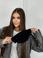 шапка вязаная с отворотом зимняя теплая