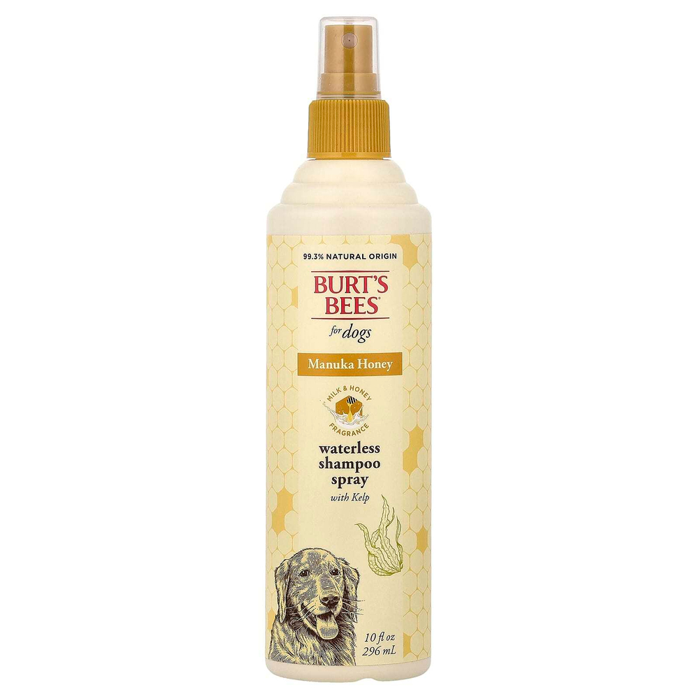 Burt's Bees, несмываемый шампунь-спрей с медом манука и бурыми водорослями, для собак, молоко и мед, 296 мл (10 жидк. унций)