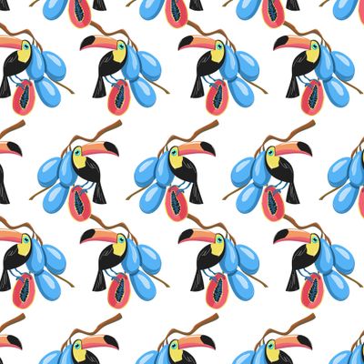 Тукан и фрукт папайя