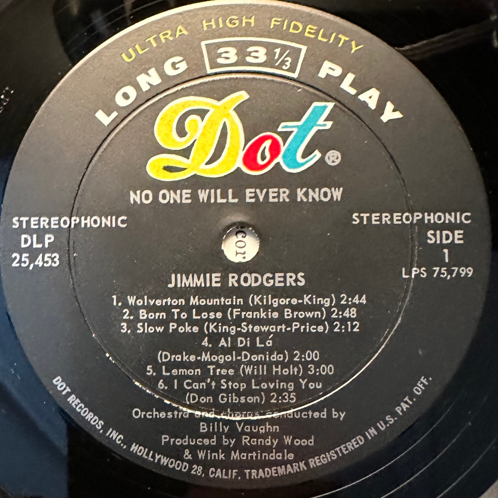 Jimmie Rodgers - No One Will Ever Know (США 1962г.)