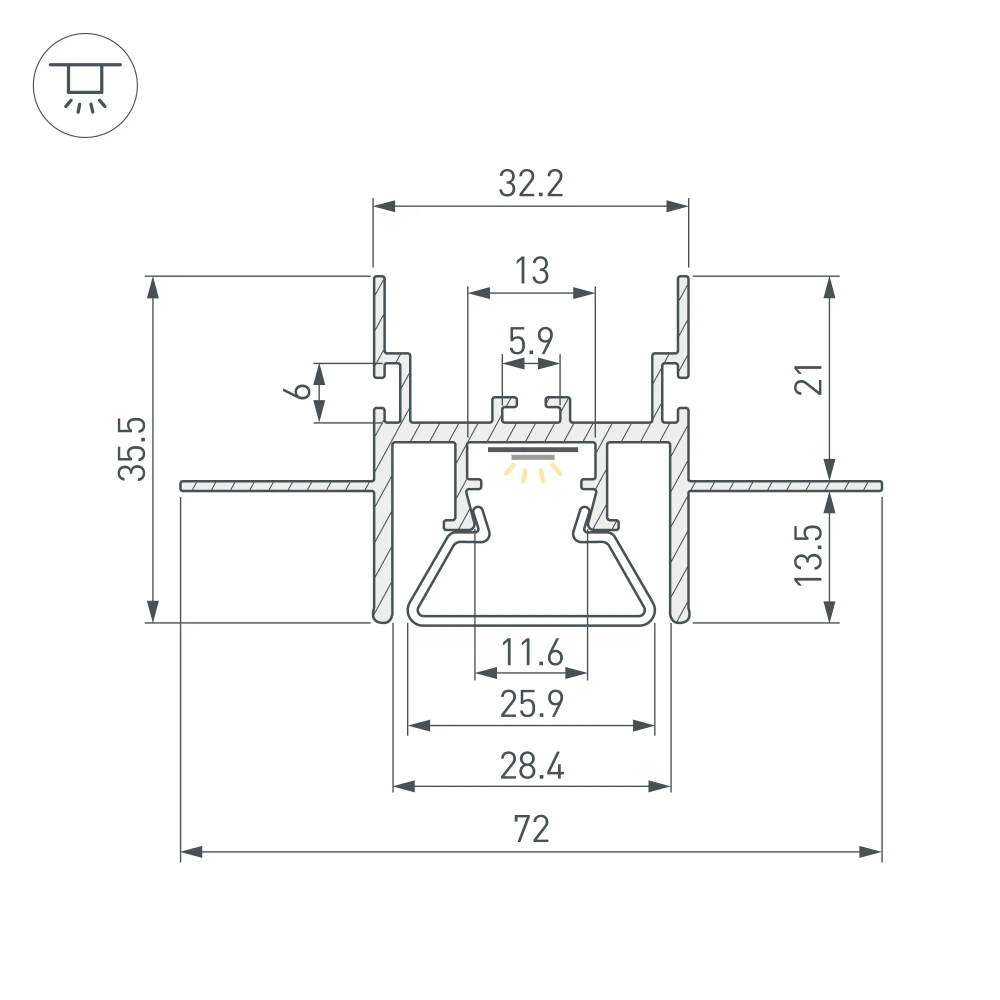 Профиль с экраном STRETCH-CEIL-CENTER-S-1000 (Arlight, Алюминий) 044273