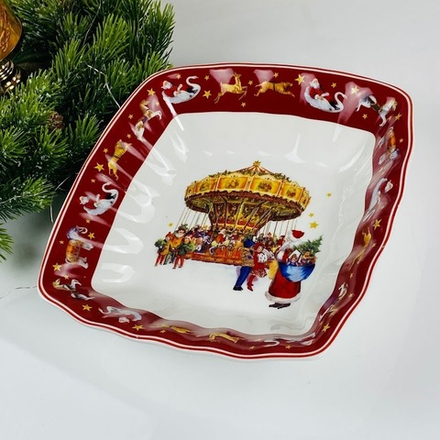 Lenardi 305-183 Квадратный салатник 23х6см НОВЫЙ ГОД в под.уп.(х18)Фарфор