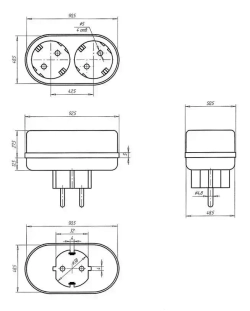 Двойник, разветвитель сетевой с заземлением TOKER 2T2, белый