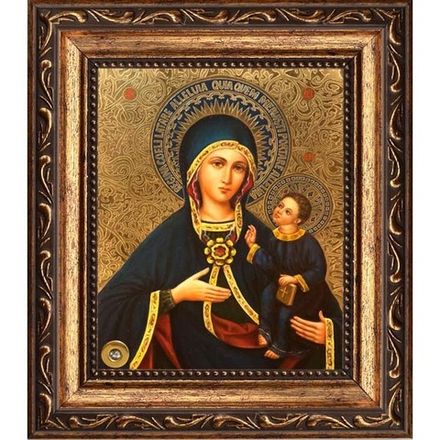 Армянская икона Божьей Матери на холсте с мощевиком.