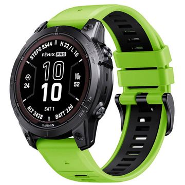 Ремешок силиконовый QuickFit 22 мм. для Garmin Fenix 7 PRO/7/6/5/5 plus, Quatix 5, MARQ, Forerunner 935 / 945, instinct, instinct 2 быстросъемный ( стиль Fenix 7 Pro ), лайм/черный