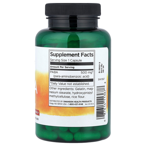 Swanson Vitamins, ПАБК, 500 мг, 120 капсул