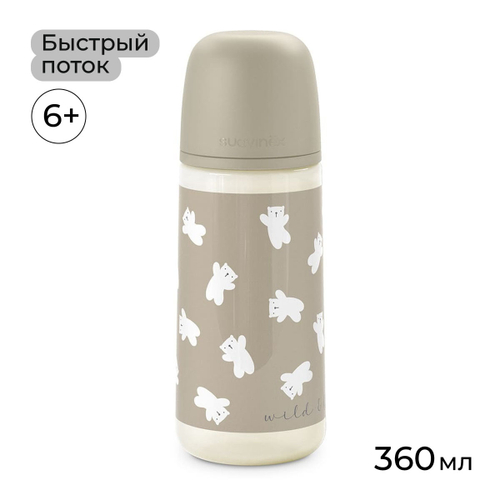 Бутылочка для кормления Suavinex Wild 360 мл бежевая, 6 мес+