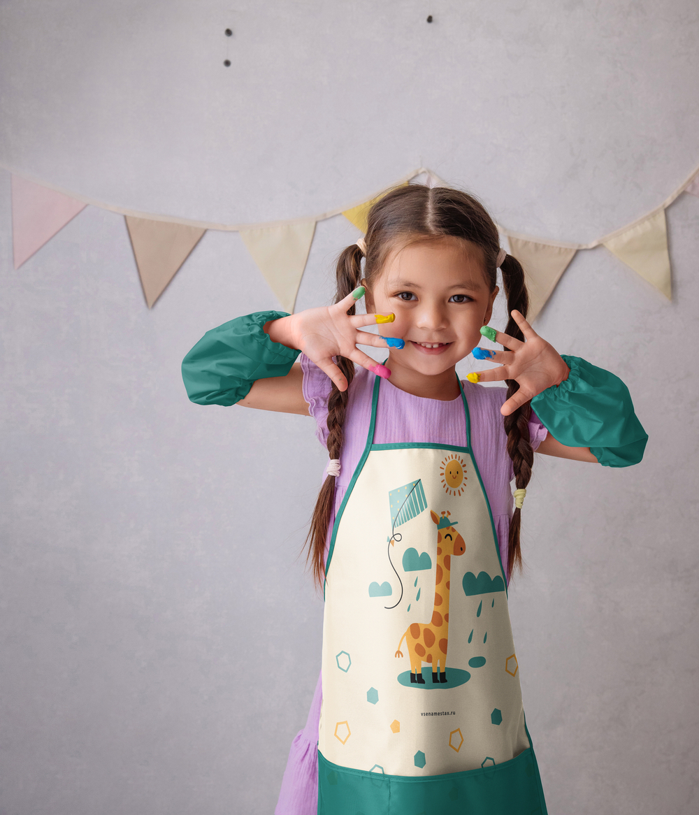Фартук для творчества на завязках. Жираф
