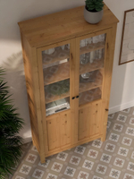 IKEA Шкаф стеклянный HEMNES стекло/стекло, 198х90х37, белый/св-коричневый, из массива дерева, КЫМОР (ХЕМНЭС ИКЕА), массив сосны