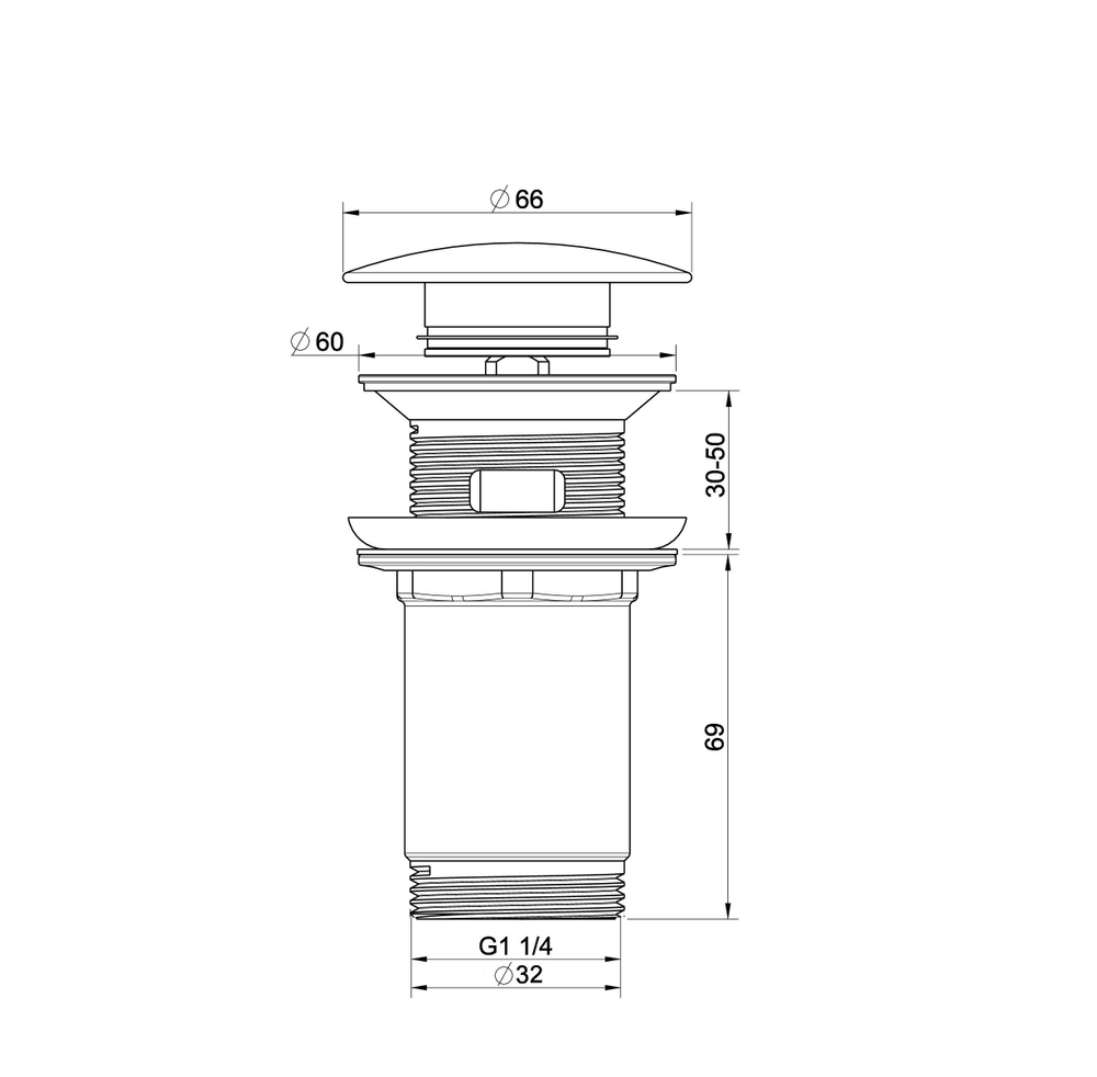Донный клапан для раковины с переливом 1 1/4 WONZON & WOGHAND, Белый матовый (WW-88SS09-MW)