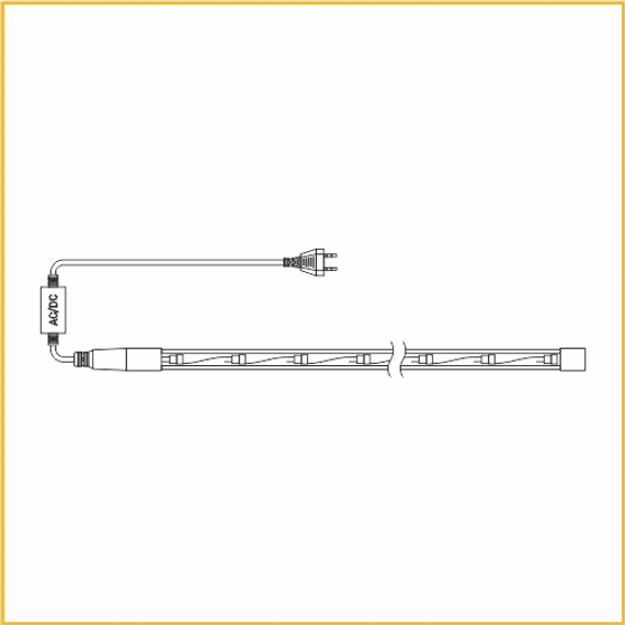 Дюралайт 2-х провод, диаметр 10 мм, 220В, желтые LED лампы 30 шт на 1 м., бухта 100 м., статика, Teamprof (TPF-DL-2WH-100-10mm-240-Y)