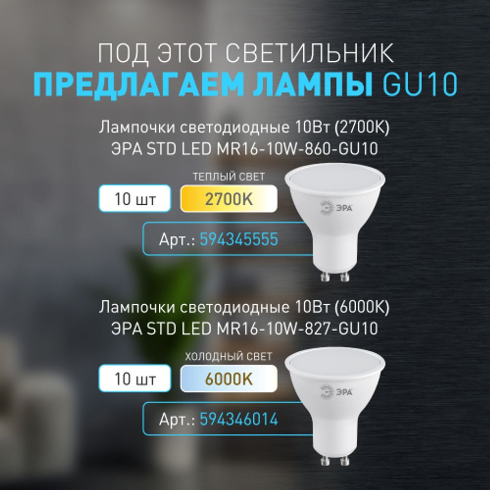 Декоративная подсветка ЭРА WL37 BK MR16/GU10, черный, для интерьера, фасадов зданий