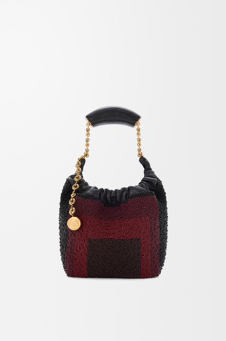 Loewe Мини-сумка-мешок Squeeze из кожи с бисером, черный/бордовый