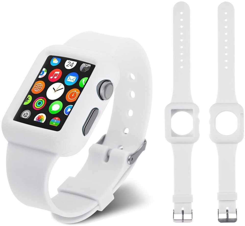 Ремень для Apple Watch силиконовый 38 mm с чехлом под часы