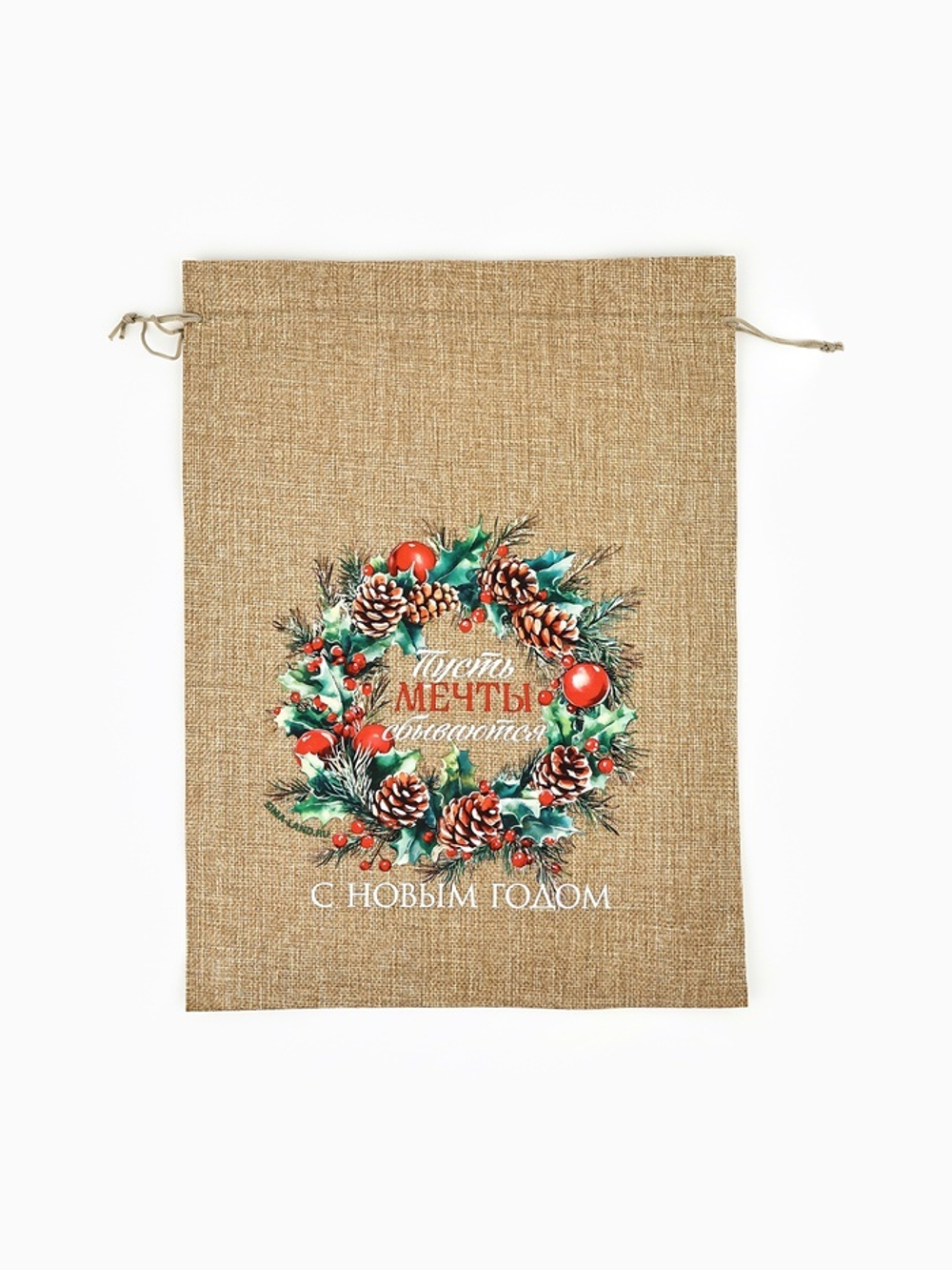 Мешочек подарочный новогодний с термонаклейкой 30х40 см