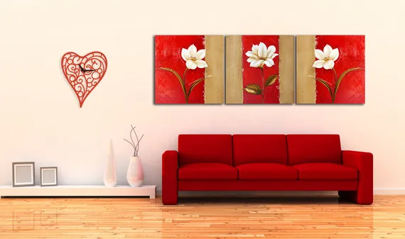 Модульная картина "триптих цветы"