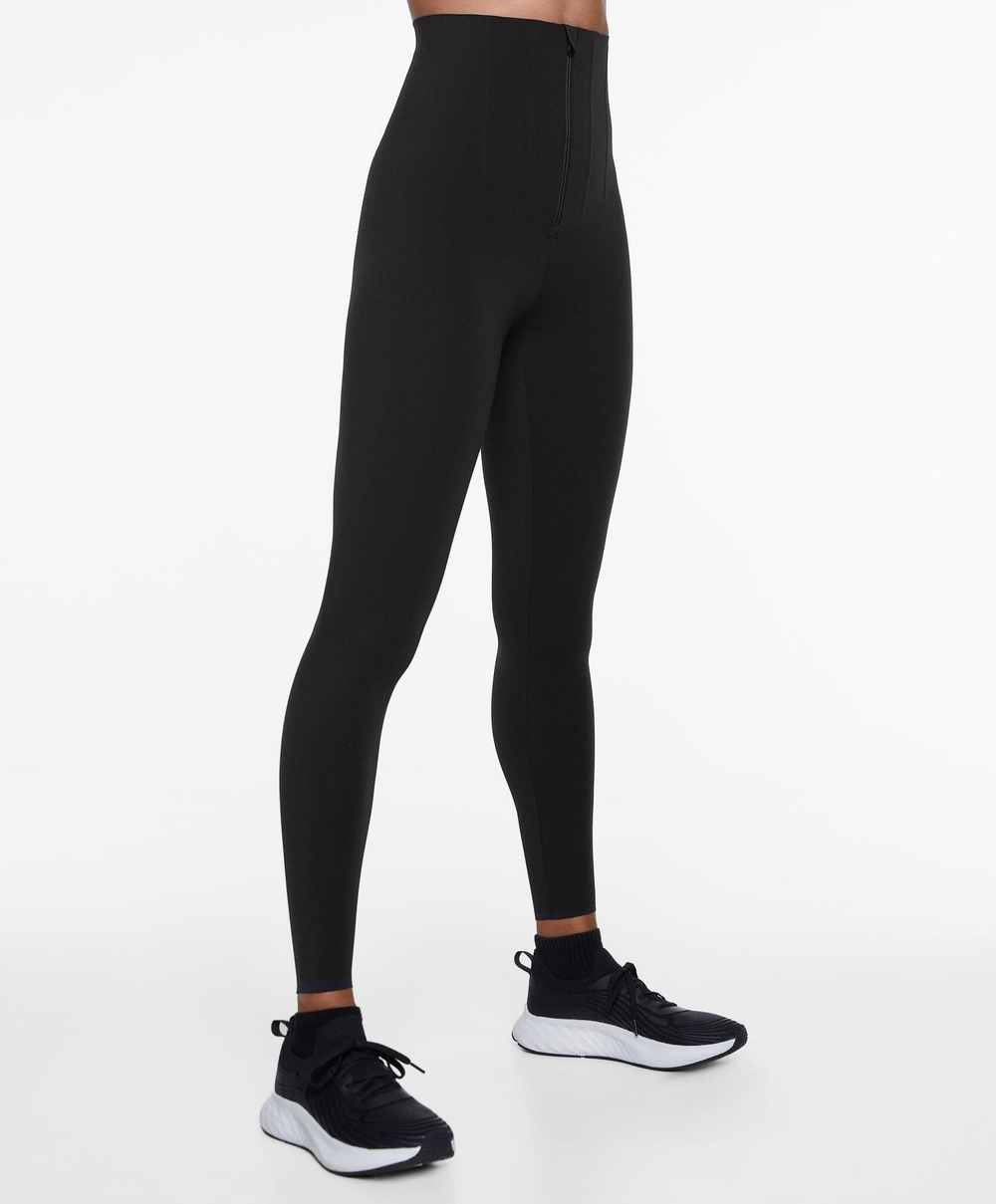 OYSHO Легинсы с высокой посадкой и застежкой-молнией длиной 65 см, черный