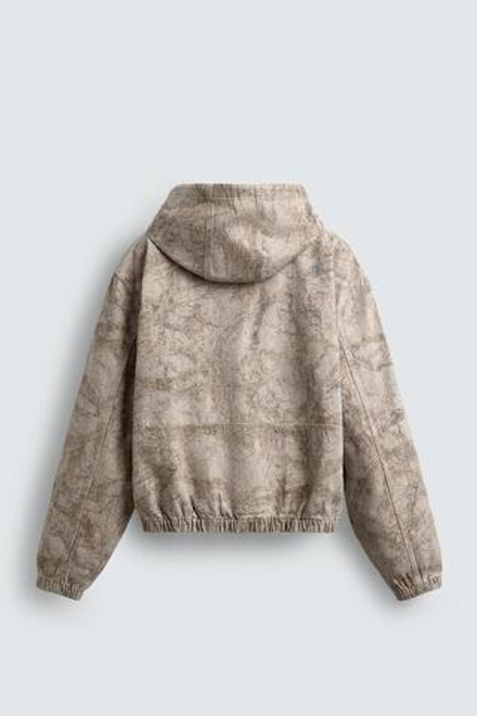 ZARA КУРТКА С КАПЮШОНОМ ИЗ ТКАНИ С ЭФФЕКТОМ ПОТЕРТОСТИ, РАЗНОЦВЕТНЫЙ