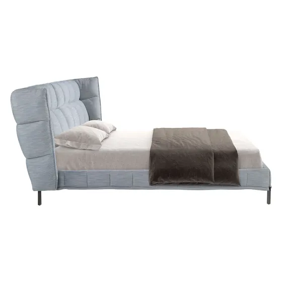 Кровать 7211 из ткани светло-голубовато-серого цвета