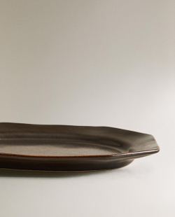 Zara Home блюдо сервировочное из каменной керамики, цвет коричневый, 19.4 см