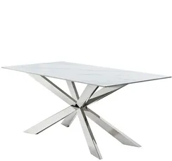 Обеденный стол Steelgor 180х90 см, белый камень