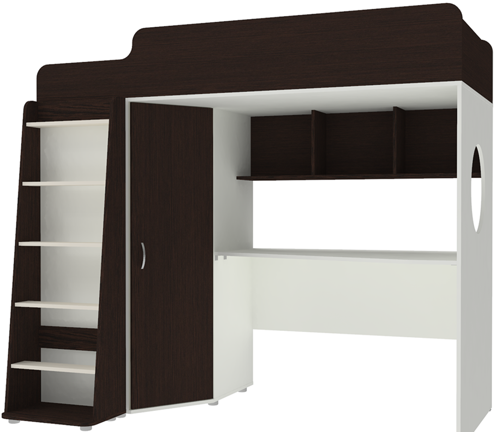 Кровать-чердак КарИВи Л-4.1 80х190 Белый  Венге