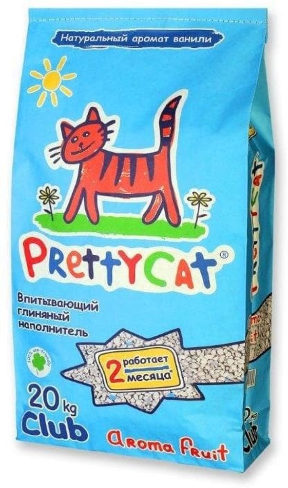 PrettyCat наполнитель глиняный впитывающий с део-кристаллами &quot;Aroma Fruit&quot; 20 кг CLUB