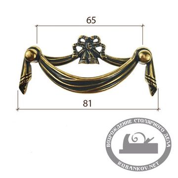 Ручка-скоба, 'Louis XVI' 80х40мм, 65мм, золото Валенсия., винт, 18119Z06400.07