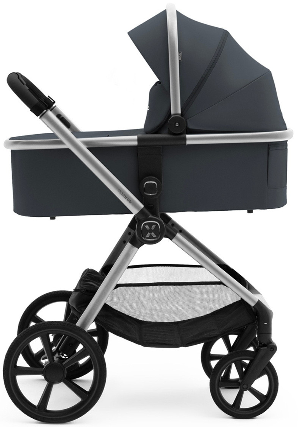 Коляска Agex Life 3 в 1 хромированная рама с автокреслом i-Safe S Black ALM606 Midnight Grey (Темно-серый)