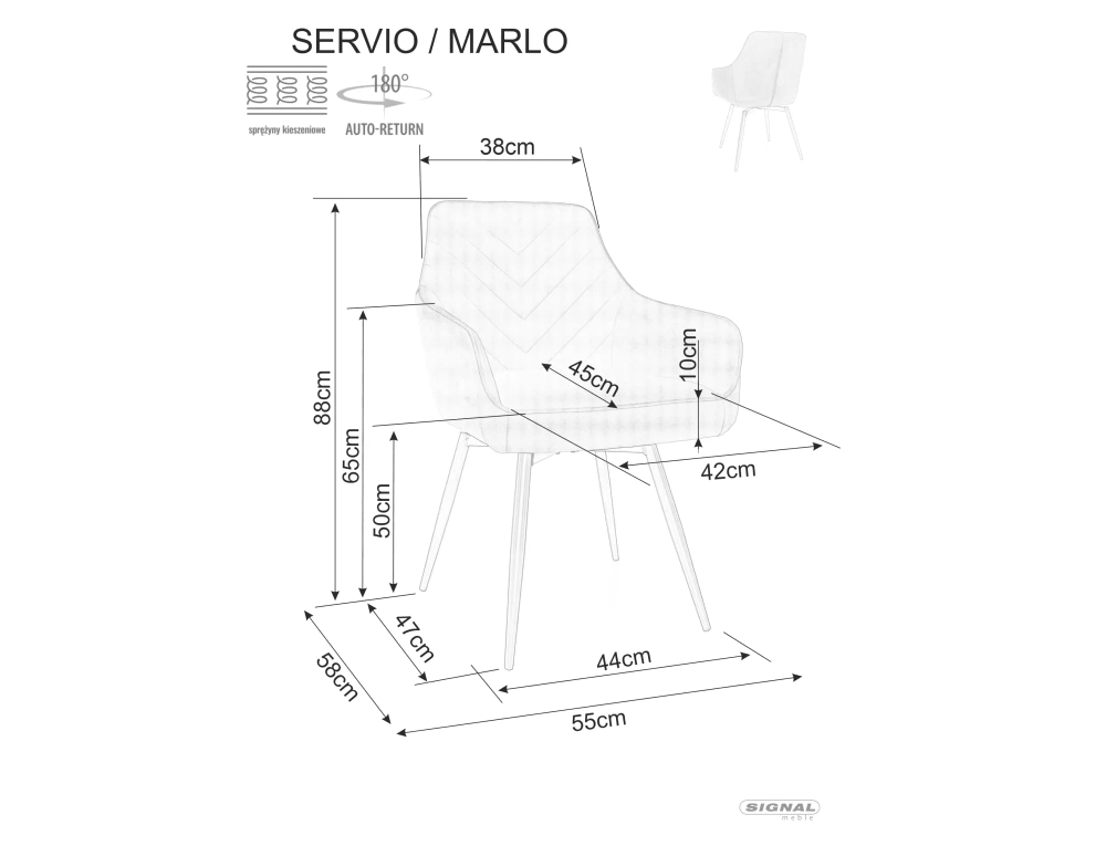 Стул SIGNAL MARLO Velvet Bluvel 14 серый/черный, поворотный