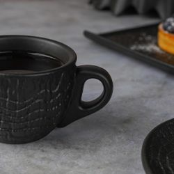 Кофейная пара 100 мл d 7 см h5,2 см Black Raw Wood P.L. Proff Cuisine [6]