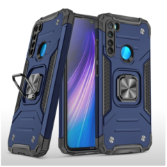 Противоударный чехол Strong Armour Case с кольцом для Samsung Galaxy A21 (Темно-синий)