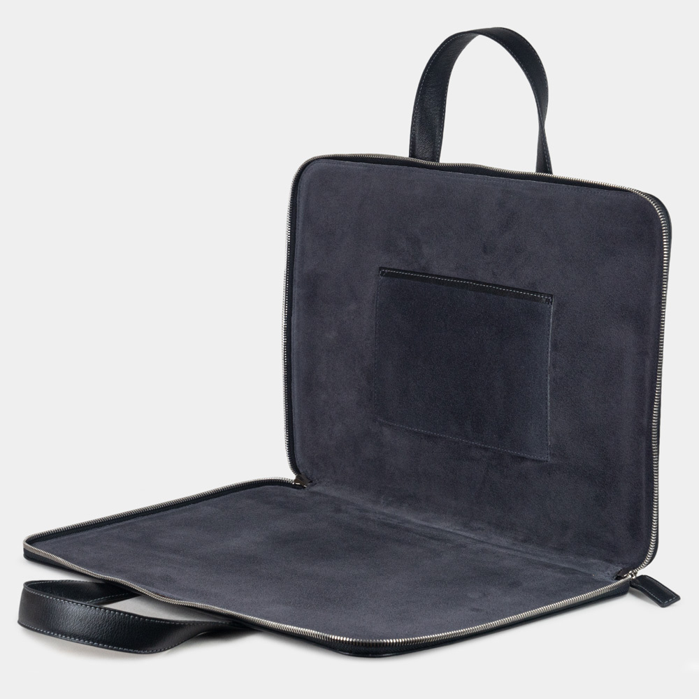 Сумка для MacBook Pro 16 - 17 Bocage с карманами из кожи теленка черного цвета