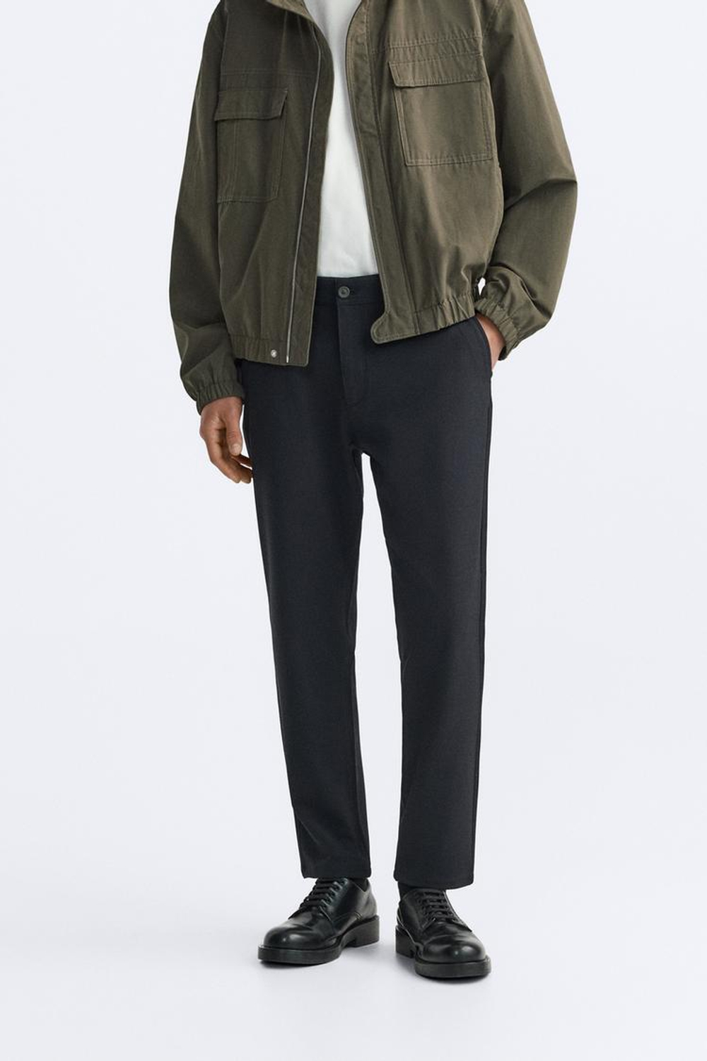 ZARA БРЮКИ КОМФОРТНОЙ ПОСАДКИ ИЗ РЕЛЬЕФНОЙ ТКАНИ, ЦВЕТ НОЧНОГО НЕБА