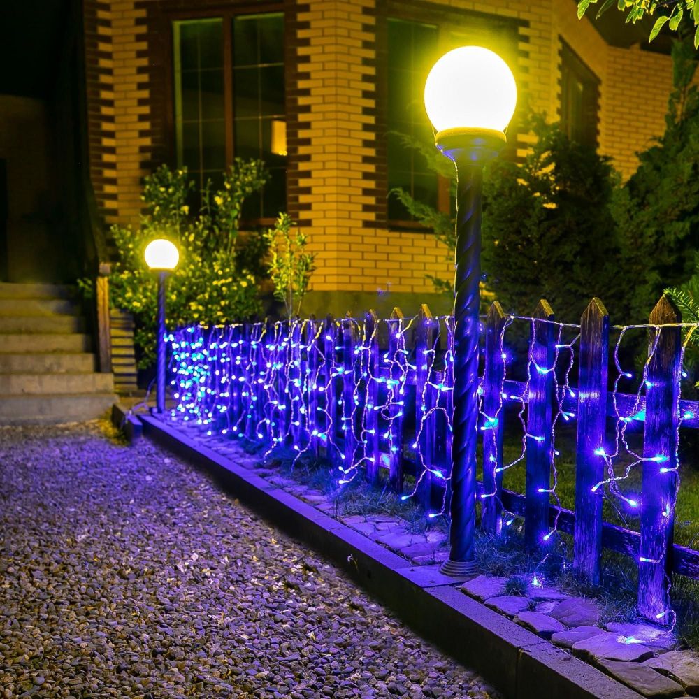 ULD-B6007-200-STK BLUE IP44 Бахрома светодиодная со статическим свечением. 6м. Соединяемая. 200 светодиодов. Синий свет. Провод прозрачный. ТМ Uniel