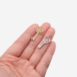 Подвеска "Ключ", 24*10мм, фианиты, родирование