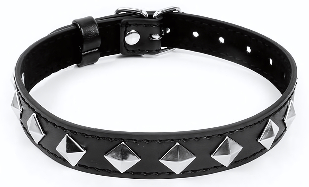 Черный ошейник с серебристыми ромбиками (Цвет: черный с серебристым)