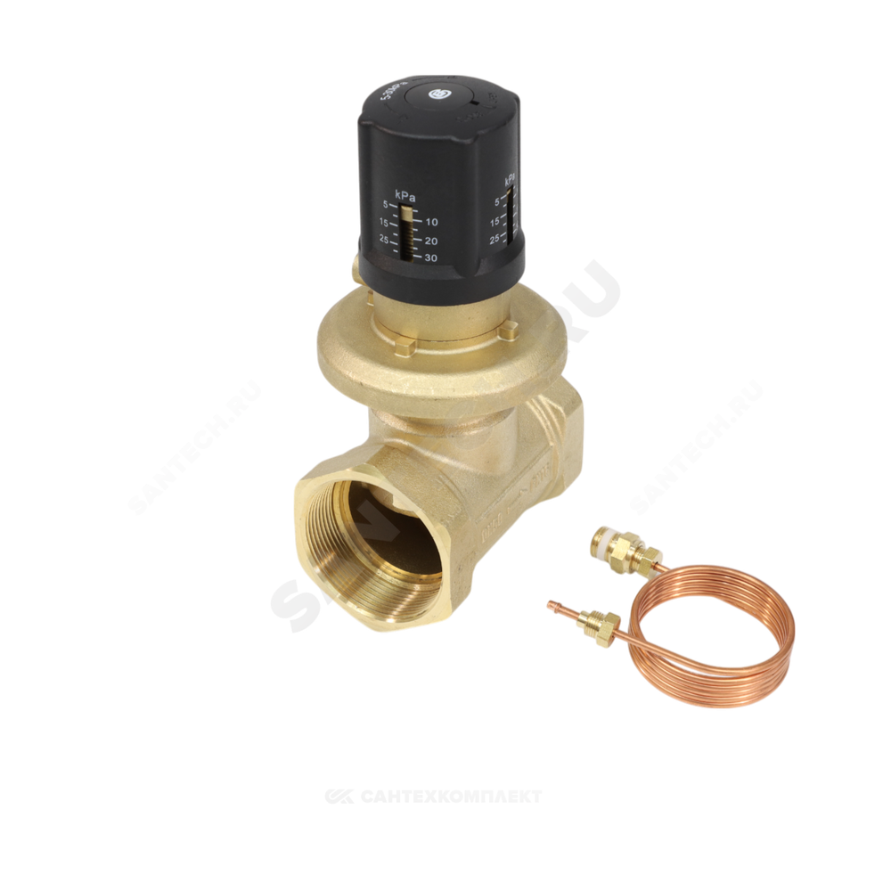 Клапан балансировочный автомат латунь 3380H Ду 40 G1 1/2" Ру16 Тмакс=120 оС ВР 5-30 кПа Kvs=11.9м3/ч без ниппелей Benarmo