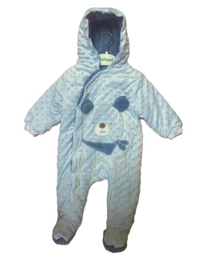 Комбинезон голубой турецкий теплый на кнопках с капюшоном на рост 68,74,80 см