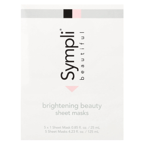 Sympli Beautiful, тканевая маска для улучшения цвета кожи, 5 шт. по 25 мл (0,85 унции)