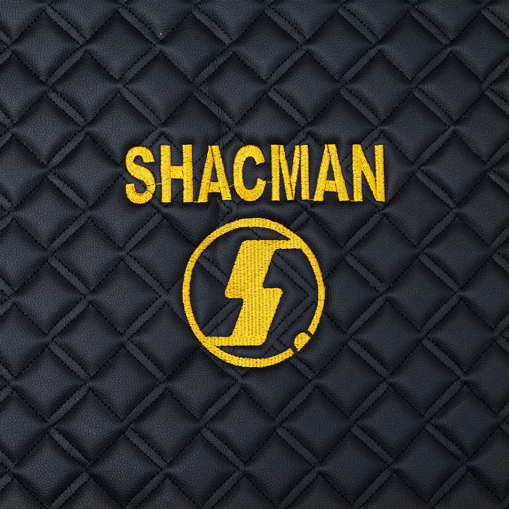Ковры Shacman X-3000 рестайлинг (экокожа, черный, черный кант, желтая вышивка)