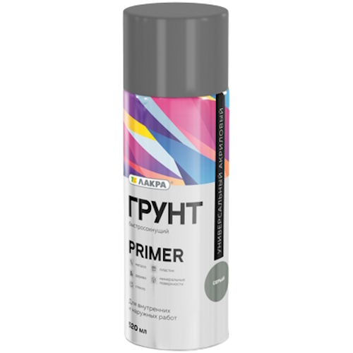 Грунтовка аэроз. Лакра Primer универс. серая  520мл (200г) /89