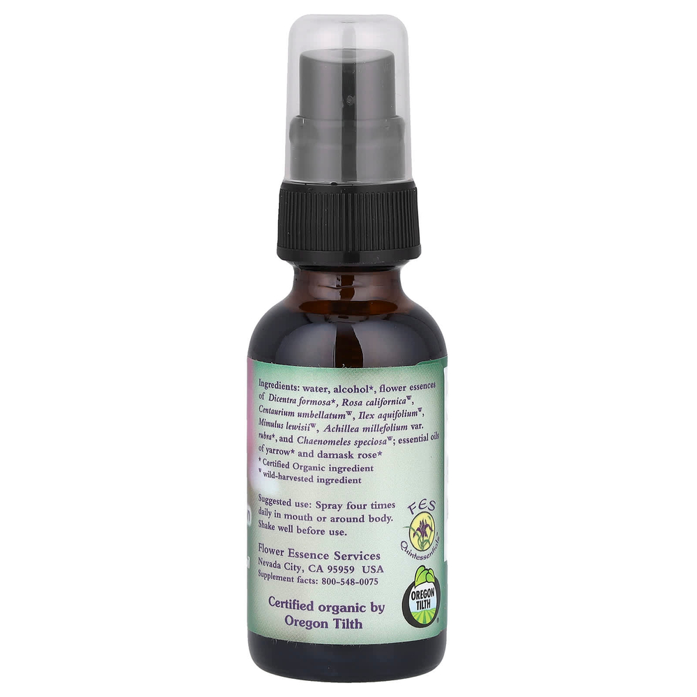Flower Essence Services, "Священное сердце", цветочная эссенция с эфирным маслом, 1 жидкая унция (30 мл)