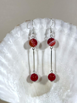 Серьги агат с палочкой