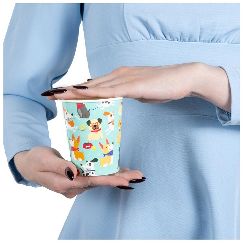 Стаканы бумажные «Милые собачки», 250 мл, 6 шт