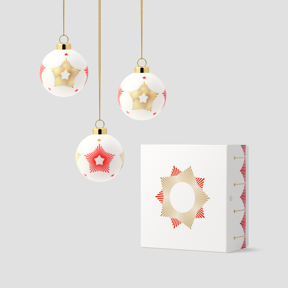 Набор из 3 елочных шаров Farforite «Патриотический» в подарочной коробке